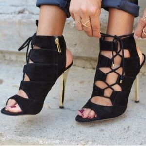 Sam Edelman pre owned Palma, black suede lace up heels